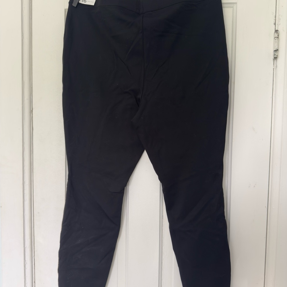 Lane Bryant Pull-On High-Rise Ponte Black Leggings with Rhinestone Trim - Picture 3 of 5